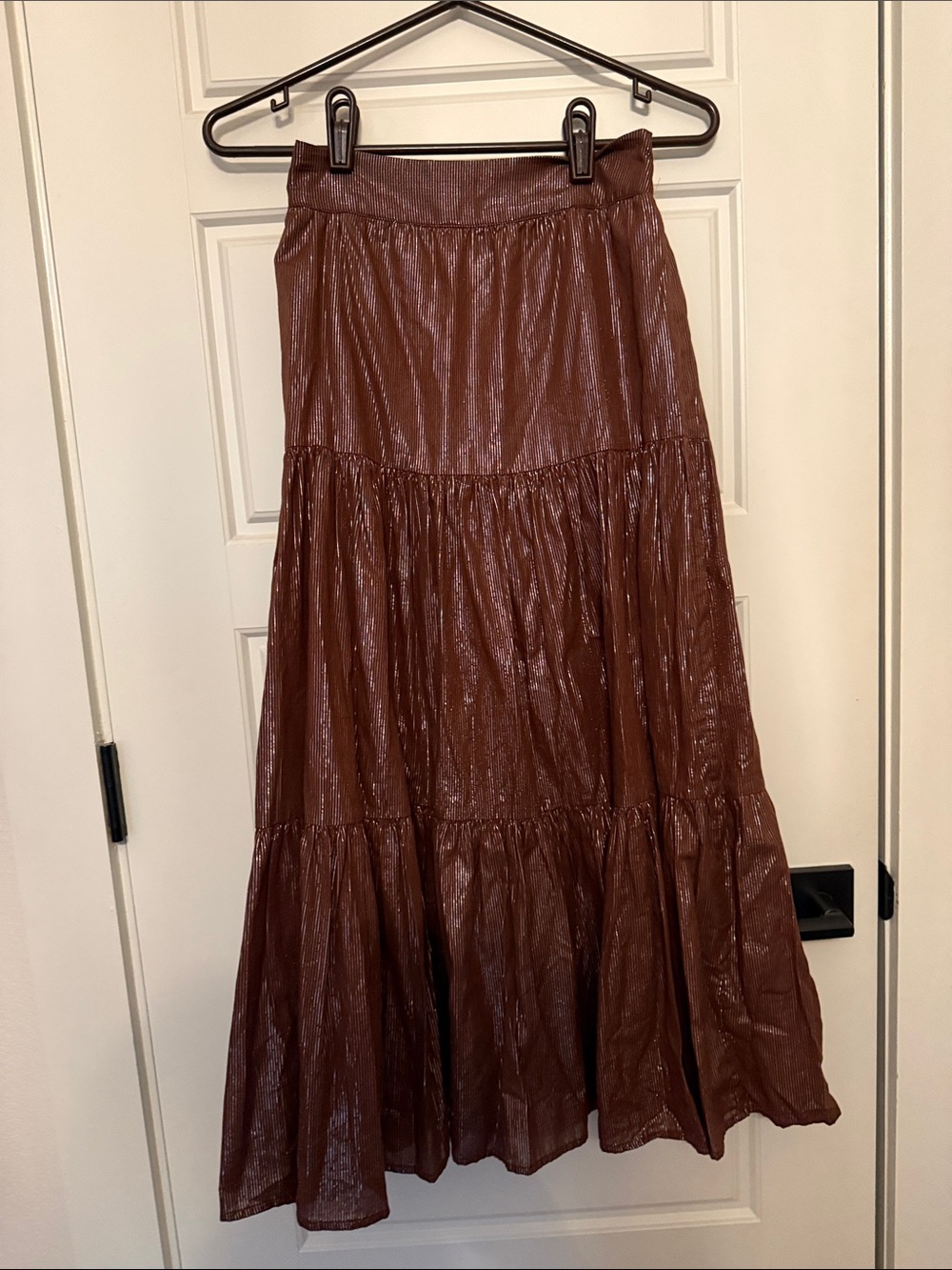 LC Lauren Conrad Chocolate Brown Tiered Maxi Skirt
